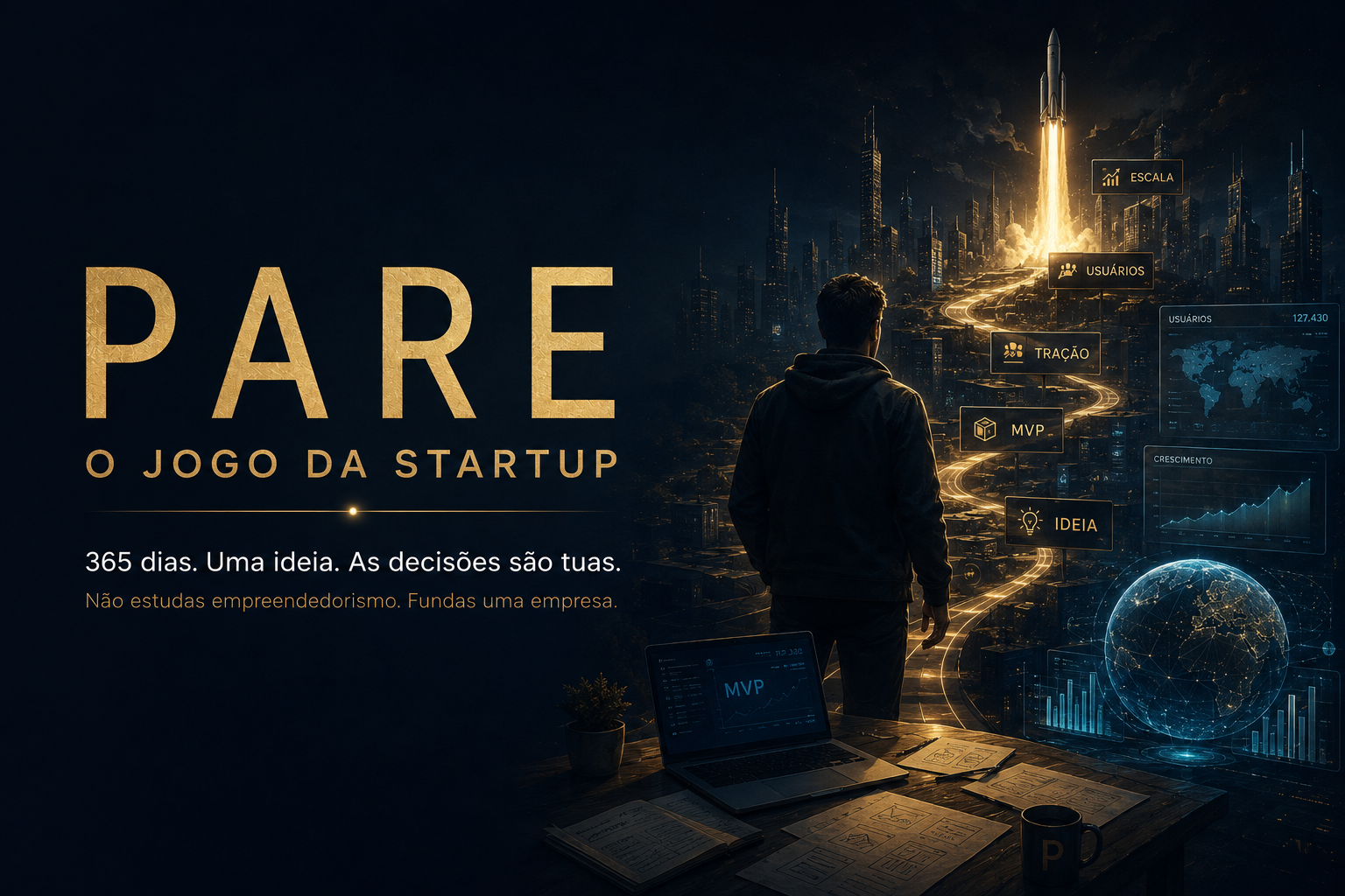 Capa do PARE — O Jogo da Startup: da ideia ao MVP e à escala